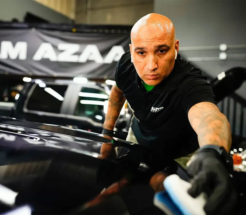 Ceramic coating application on a dark vehicle at AZ Auto Aesthetics